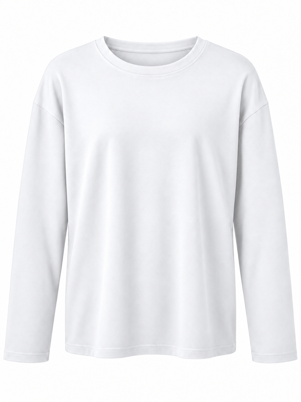 Cs Marka , Pamuklu , Uzun Kol Beyaz T-shirt