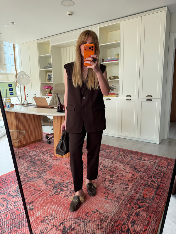 Orijinal Marka , Acıkahve , Blazer Yelek & Likralı Pantolon Takım