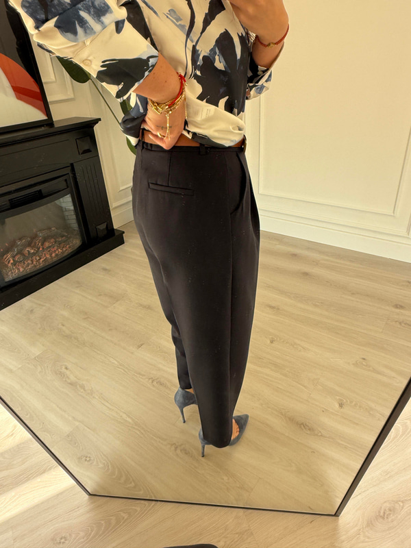 Taba Kemerli , Lacivert , Likralı , Krep Kumaş Pantolon