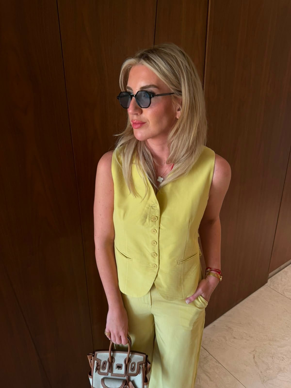 Arkası Güpürlü Yelek & Pantolon , Olive Tencel Takım