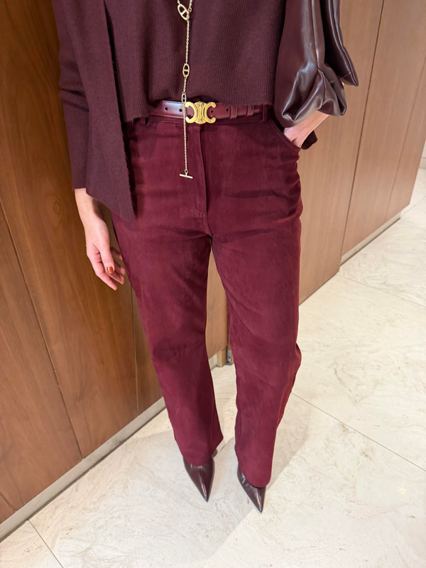 Premium , Bordo , Süet Palazzo Pantolon