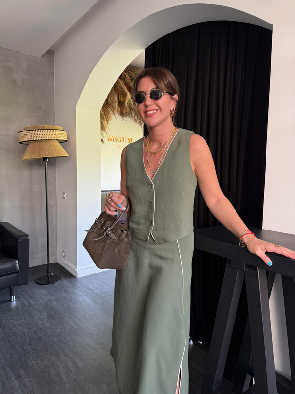 Biyeli , Etek & Yelek , Haki Takım