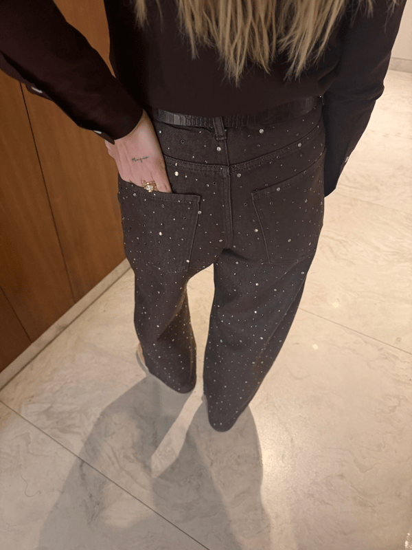 Orijinal Model , Premium Kalite , Full Taş İşlemeli , Acıkahve Jean Pantolon