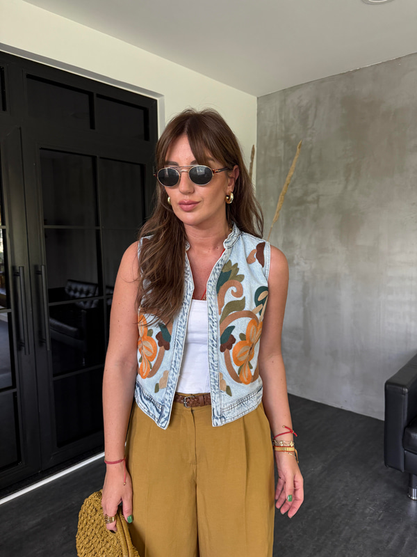 Orijinal Model , Full Nakışlı , Premium Jean Yelek