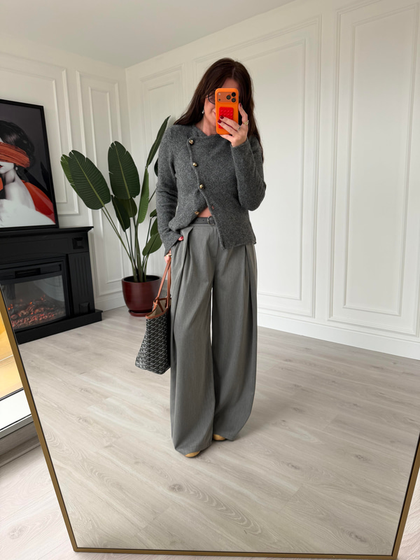Kemerli Gri  Palazzo Pantalon