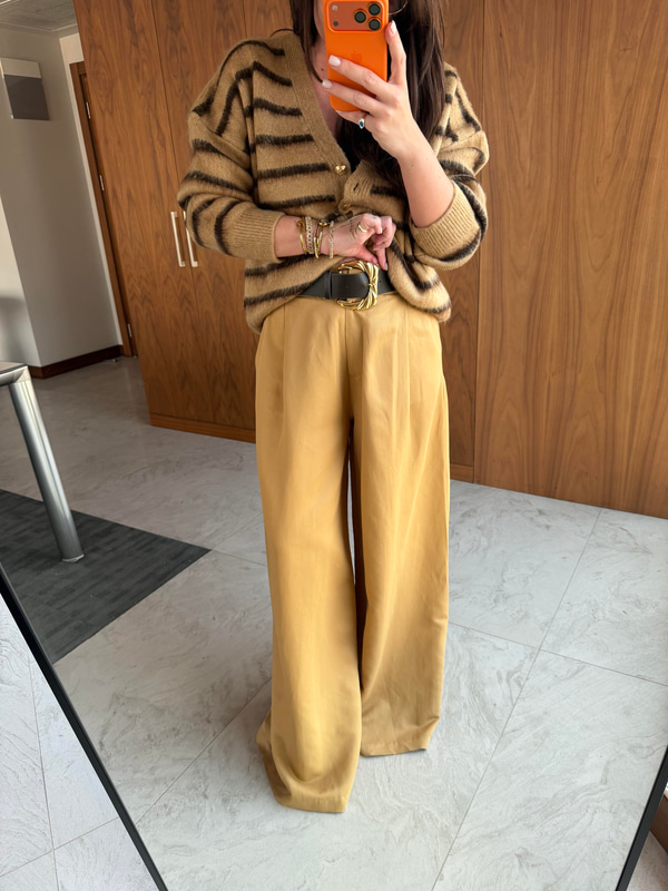 Orijinal Marka , Kemerli , Tencel Krep , Taba Palazzo Pantolon
