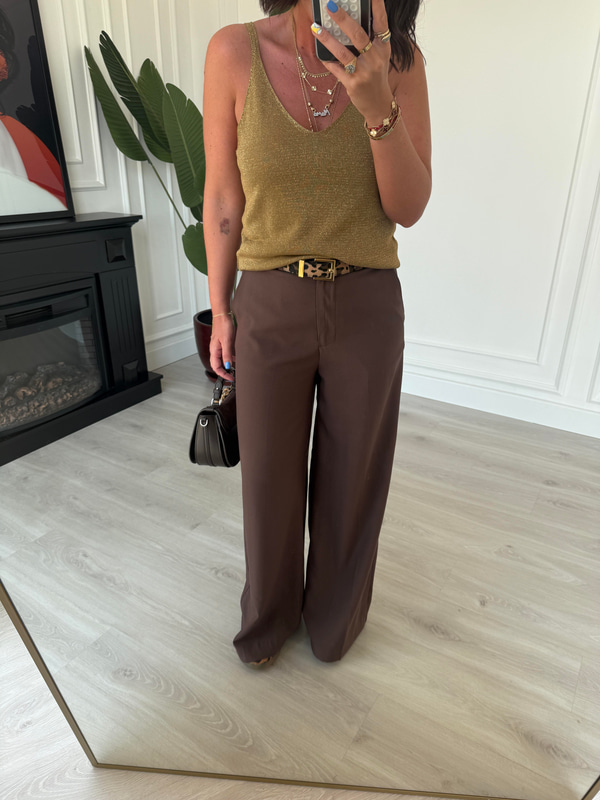 Karol ,Premium Kumaş , Tencel , Acı Kahve Palazzo Pantolon