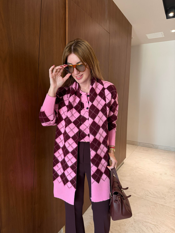 Pembe & Bordo Baklava Desenli , Yumuşacık Atkılı Triko