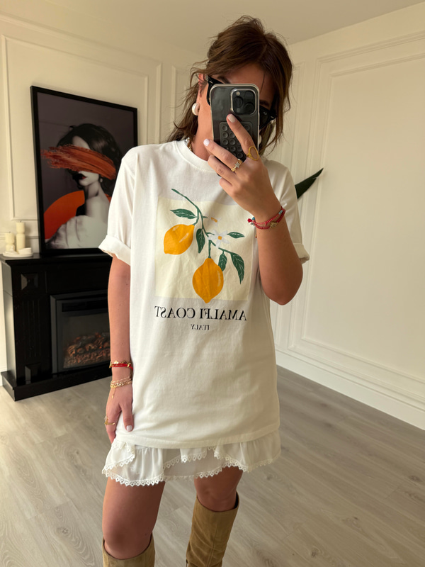 Limon Desenli , Beyaz T-shirt