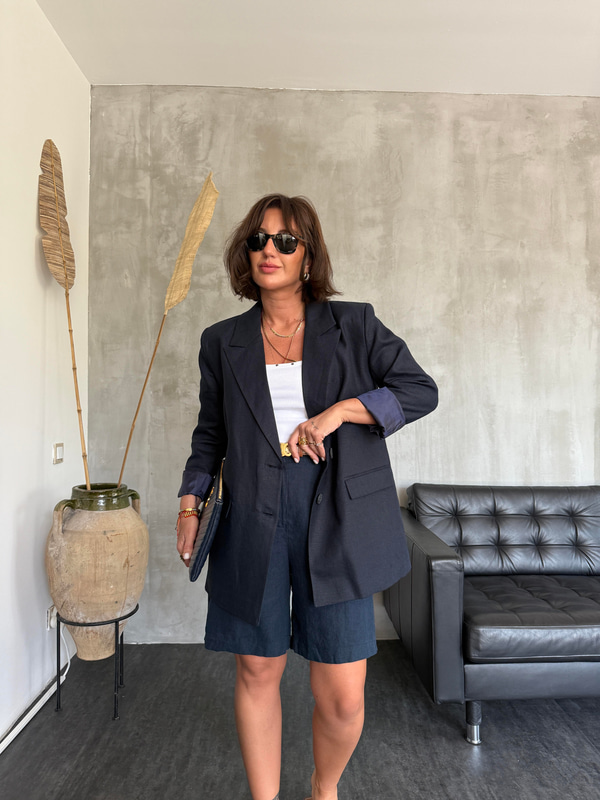 Orijinal Marka , Arka Beli Lastikli , Şehir Boy , Lacivert , Ham Keten Şort