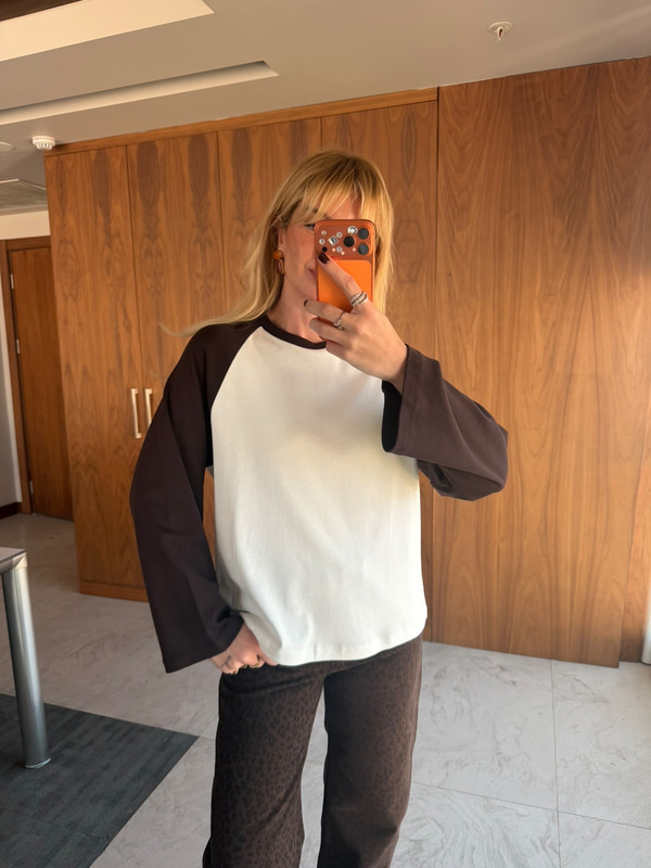 Acıkahve & Ekru , Reglan Kol T-sahirt
