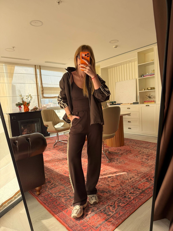 Yanları Dantel Şeritli , Acıkahve , Üçlü Takım