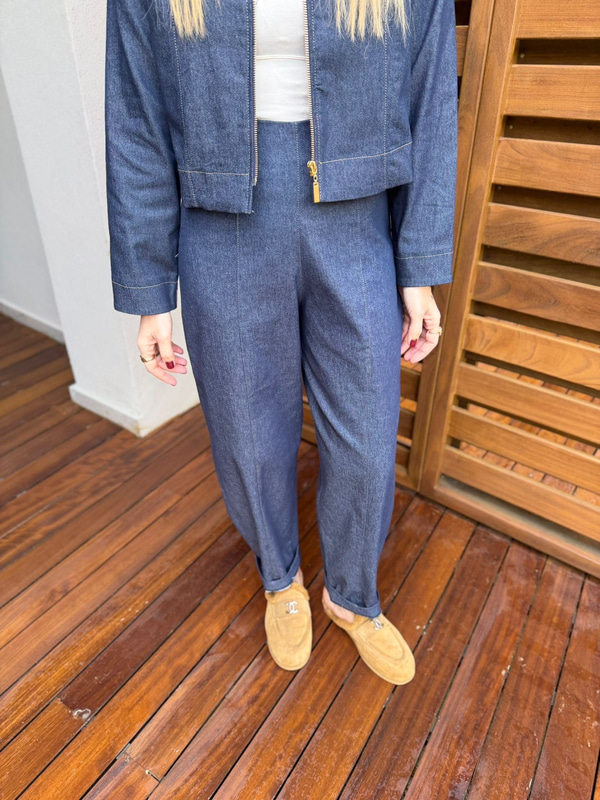 Baggy Model , Likralı Gabardin , Lacivert Pantolon