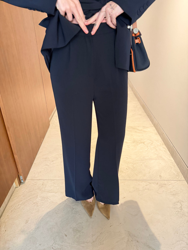 Arka Beli Lastikli , Lacivert , Krep Palazzo