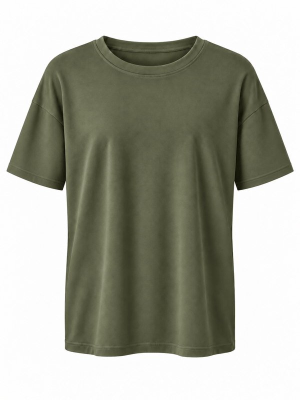 Cs Marka , Pamuklu , Kısa Kol Haki T-shirt