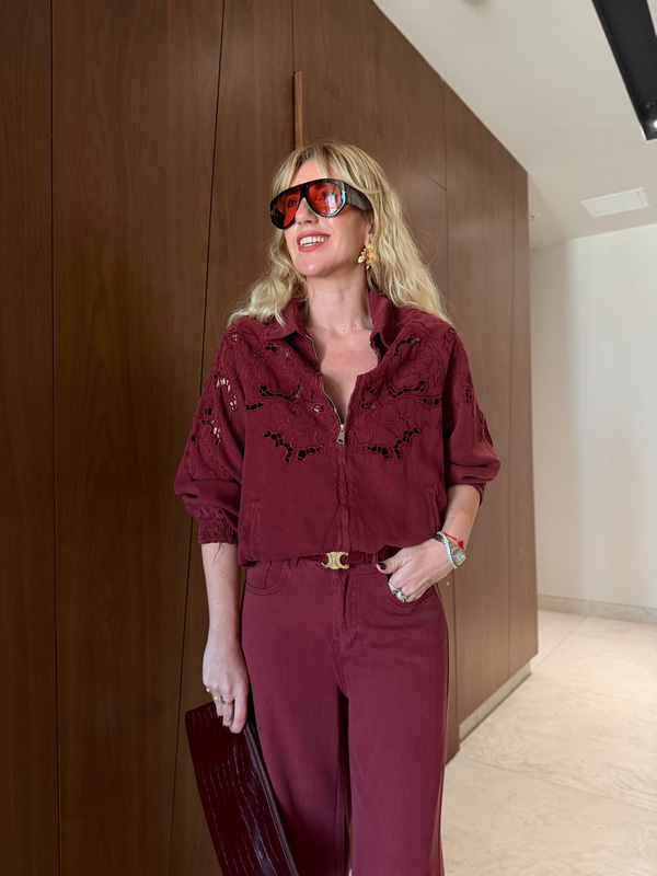 Orijinal Model , Fisto Ajurlu , Vişne Rengi , Tencel Jean Ceket