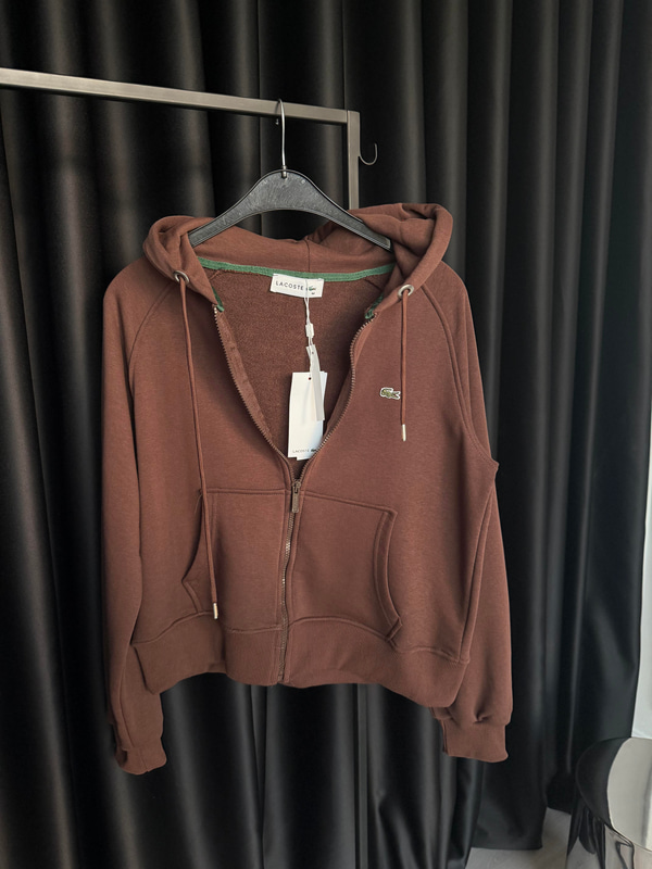 Orijinal Marka Önden Fermuarlı Kahverengi Sweatshirt
