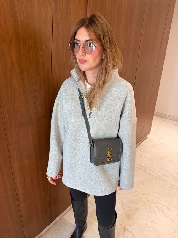Yarım Fermuarlı , Yumuşacık , Gri Sweatshirt