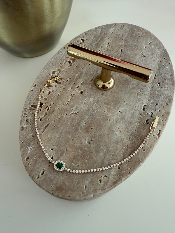 14k Gold Kaplama , Zirkon & Zümrüt Taşlı , Bileklik