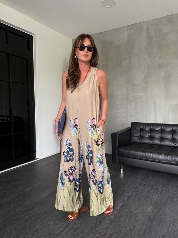 Çiçek Desenli , Natural Bej , İthal , Premium Tulum