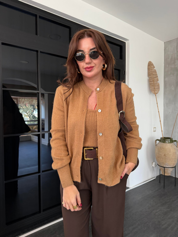 Askılı Bluzlu , Camel , Triko Takım