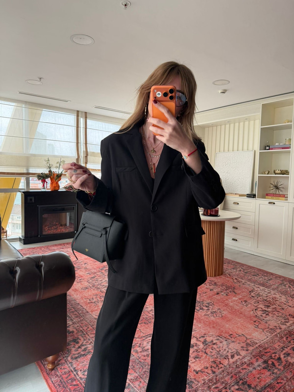 Premium Tencel Kumaş , Siyah Blazer Ceket