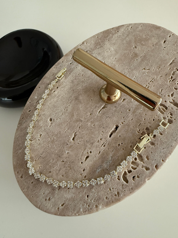 14k Gold Kaplama , Full Zirkon Taşlı , Mini Kare & Dikdörtgen Bileklik