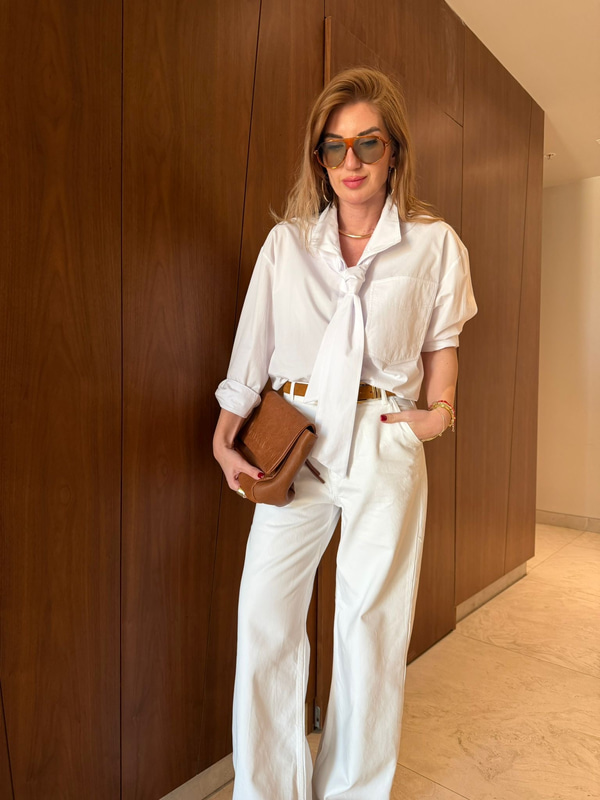 Orijinal Model , Beyaz , %100 Koton , Fularlı Poplin Gömlek