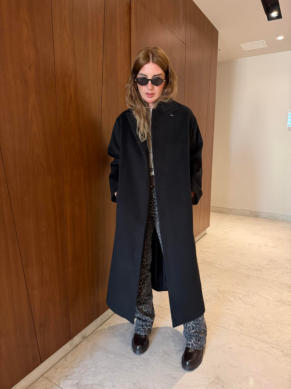 Orijinal Model , Premium Yün & Pamuk , Siyah Kaşe Palto