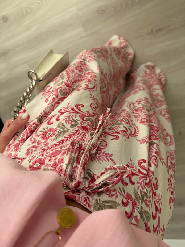 Pembe Desenli Tiril Palazzo Pantolon