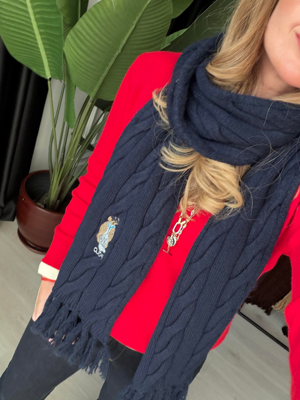 Orijinal Model Teddy İşlemeli Lacivert Atkı
