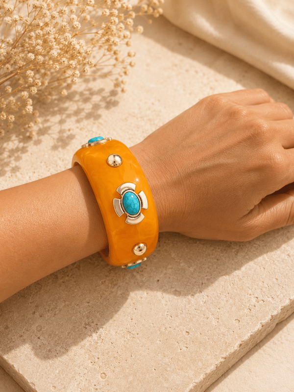Orange , Taşlı , Reçine Bileklik
