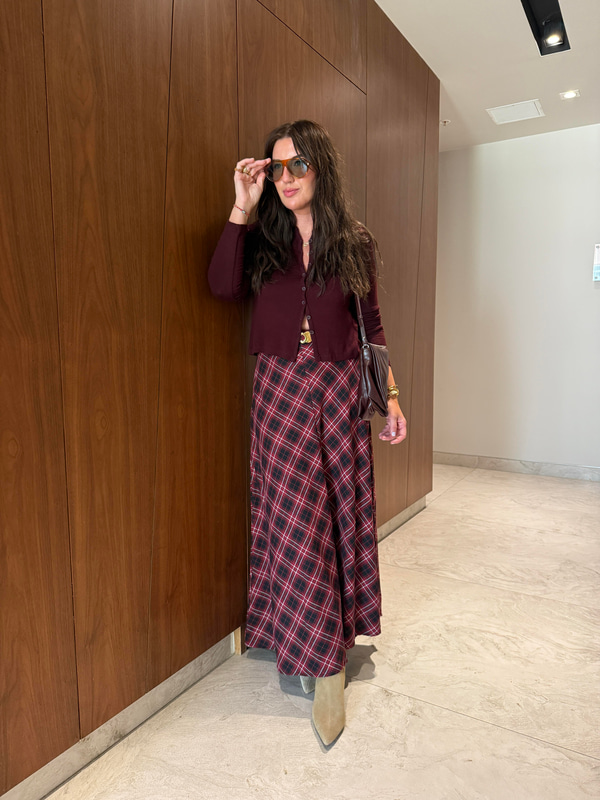 Orijinal Marka , Bordo Ekoseli , Maxi Boy Etek