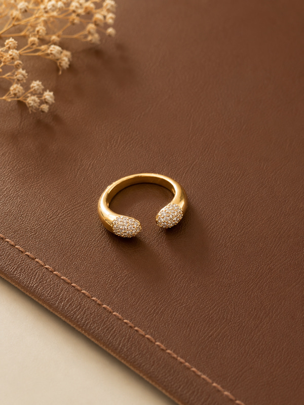 Çift Top Zirkon Taşlı Yüzük