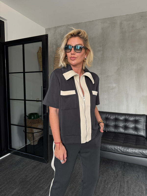 Orijinal Marka , Önden Fermuarlı , Kısa Kollu , Tasarım Modal Takım