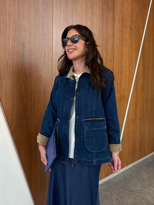 Kadife Yaka , İçi Ekose Astarlı , Kemerli , Premium Jean Ceket