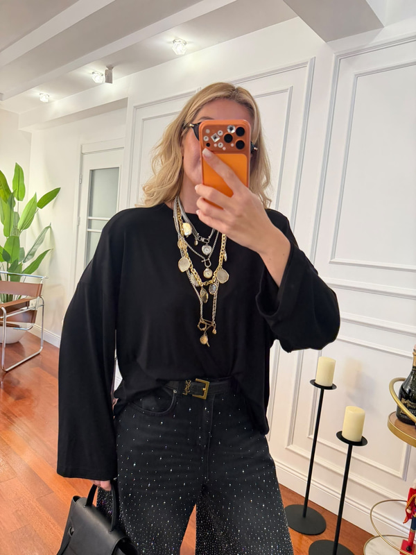 Siyah , Vatkalı Oversize , Modal Bluz