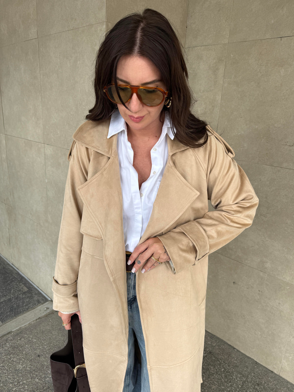 Premium , Bej , Süet Trençkot