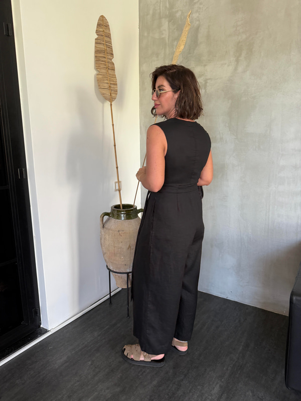 Premium Seri İthal Keten Siyah Tulum