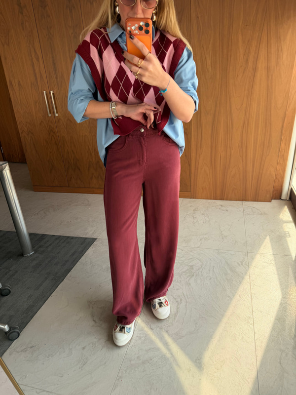 Vişne, Yumuşacık Tencel Jean Pantolon