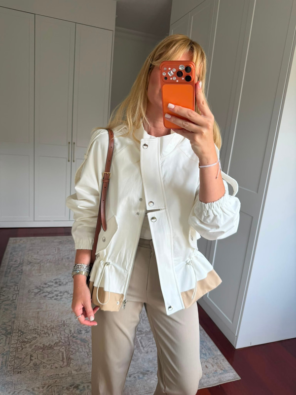Orijinal Model , Belden Bağlamalı , Premium Beyaz & Bej , Gabardin Ceket