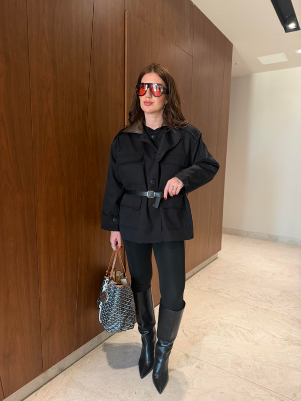 Orijinal Model , Deri Yakalı , Kemerli , Siyah Trençkot