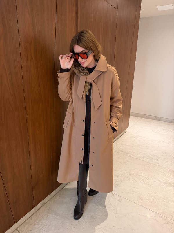 Çıkabilir Kapüşon & Pelerinli , Premium , Camel Trençkot