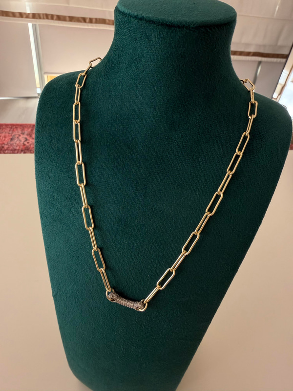 Full Zirkon Taşlı , 14k Kemik Kolye
