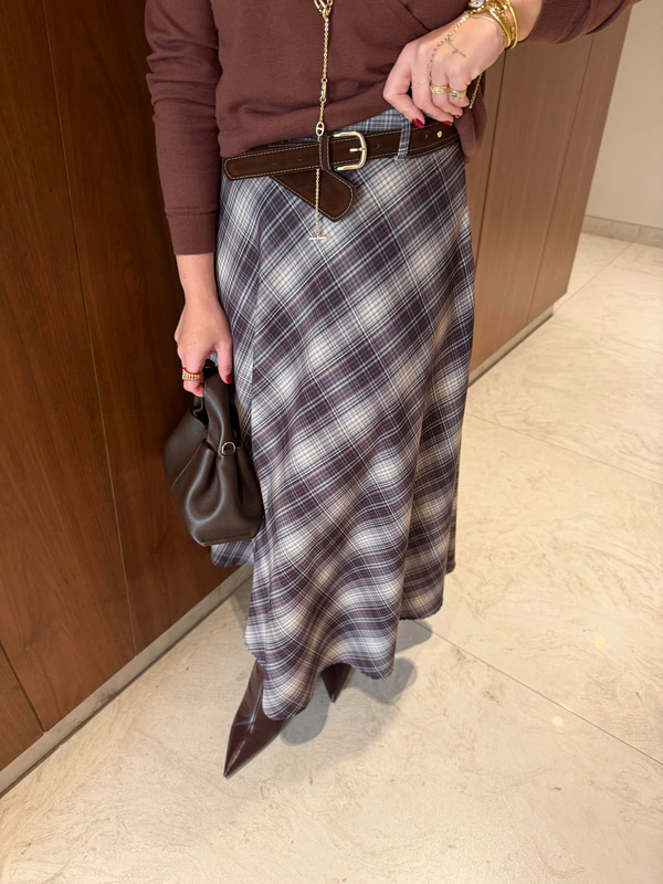 Süet Kemerli , Ekoseli Etek