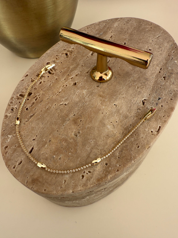 Orijinal Model , 14k Gold Kaplama , Zirkon Taşlı , Üç Silindir Bileklik