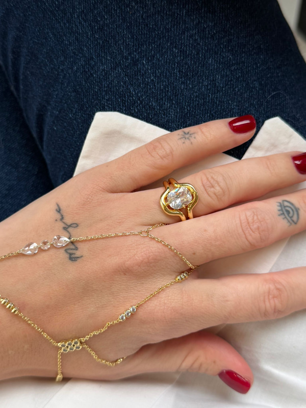 Hailey 5 Model , Damla Taş , Gold Yüzük