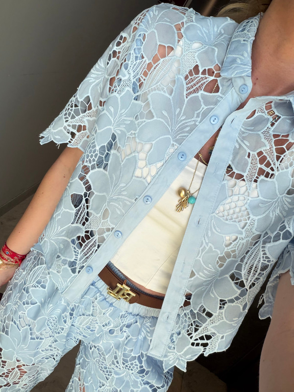 Orijinal Marka , Premium Güpürlü , Pantolon & Gömlek Bebe Mavisi Takım