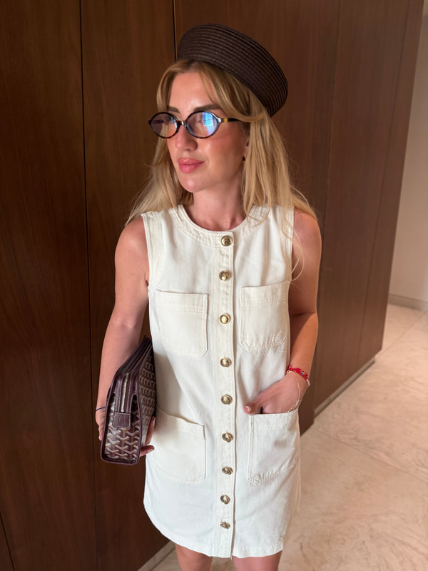 Orijinal Model , Gold Düğmeli , Ekru Gabardin Elbise