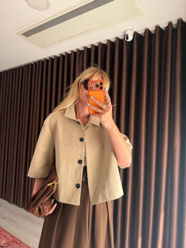 Orijinal Model Yarım Kol Camel Trençkot
